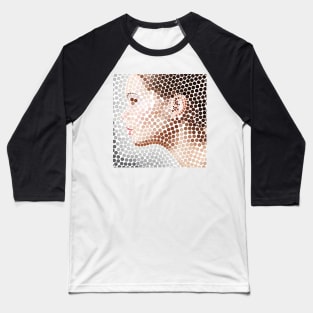 Profile Face Pointillism Dot Artwork Baseball T-Shirt